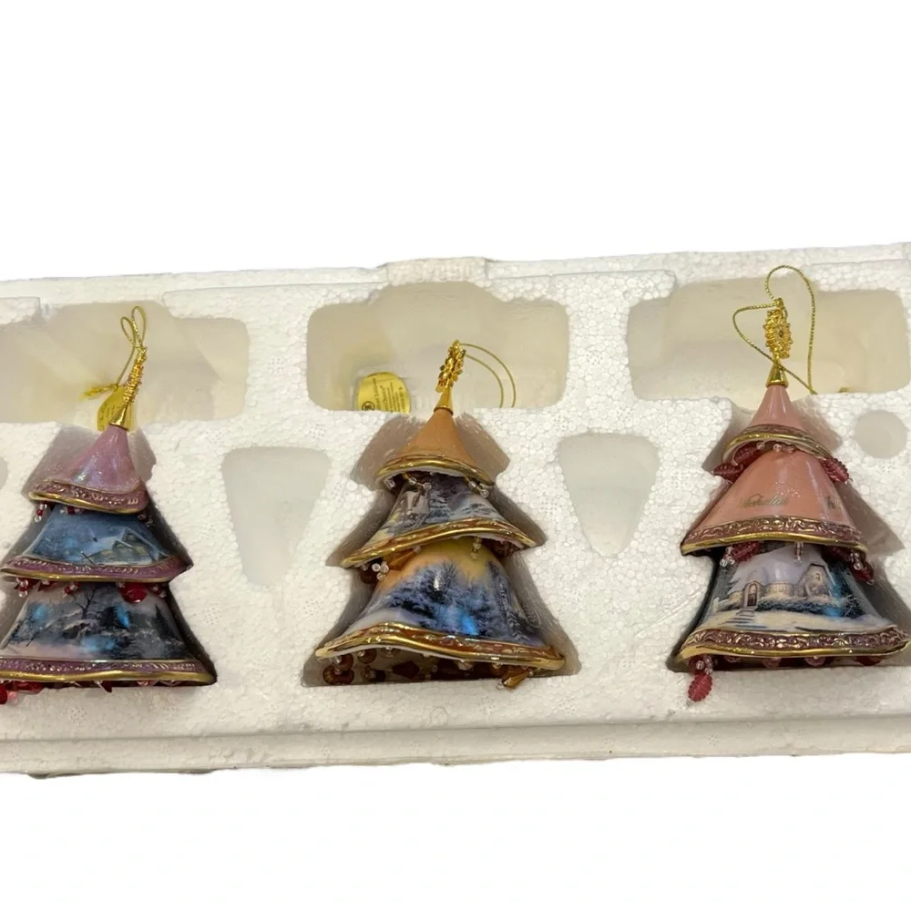 Thomas Kinkade Bradford Exchange Christmas‎ Ornament 3 Trees Heirloom Victorian